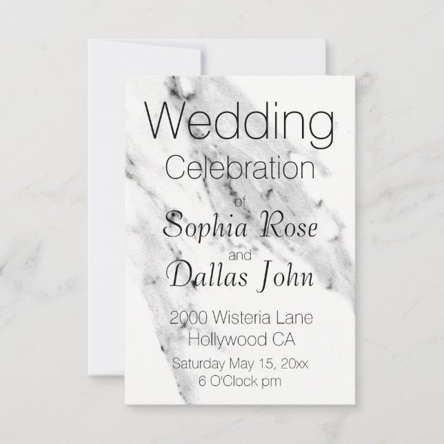 Modern black gray white marble pattern  invitation (Front)
