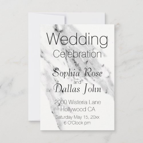 Modern black gray white marble pattern  invitation