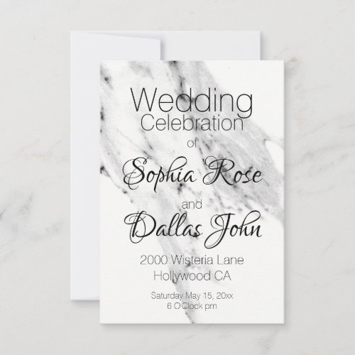 Modern black gray white marble pattern  invitation