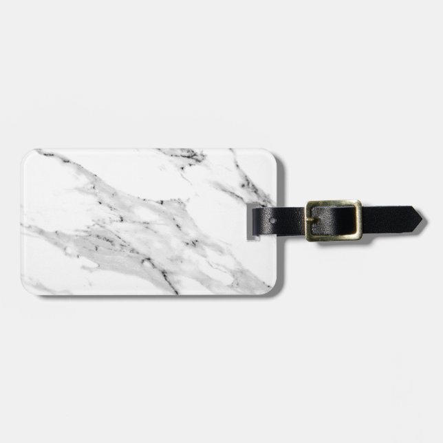 Modern black gray white marble pattern  luggage tag (Front Horizontal)