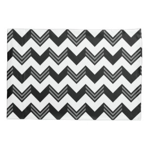 Modern Black, Gray, White Zigzag Chevron Pattern Pillowcase