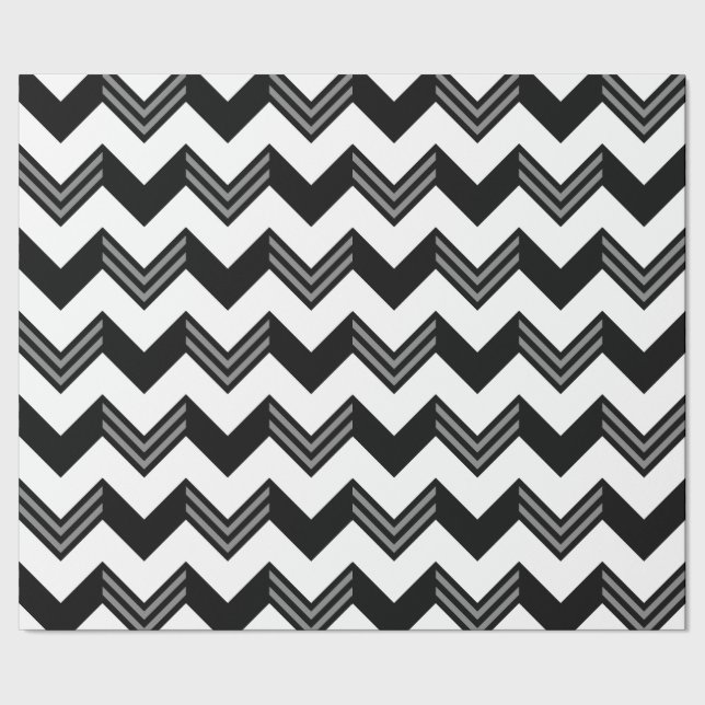 Modern Black, Gray, White Zigzag Chevron Pattern Wrapping Paper (Seam)