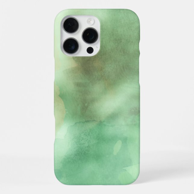 Modern Black & Green Brushed Watercolor  iPhone Case (Back)