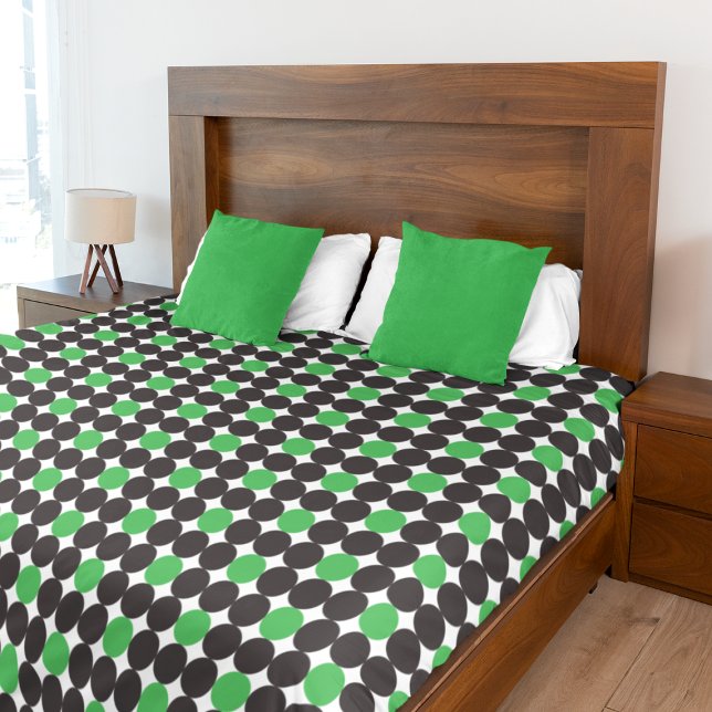 Modern Black Green Dots Geometric Pattern Duvet Cover (Creator Uploaded)