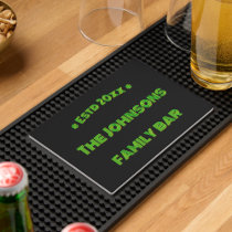 Modern Black Green Home Whiskey Tiki Grill Coffee Bar Mat