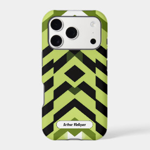 Modern Black Green Wasabi Geometric Sharp Art iPhone 17 Pro Case