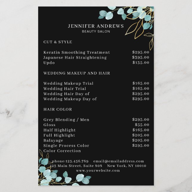 Modern, Black Greenery Flyer (Back)