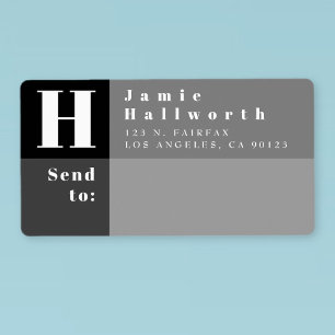 Modern Black & Grey Block Return Address & Send To Label