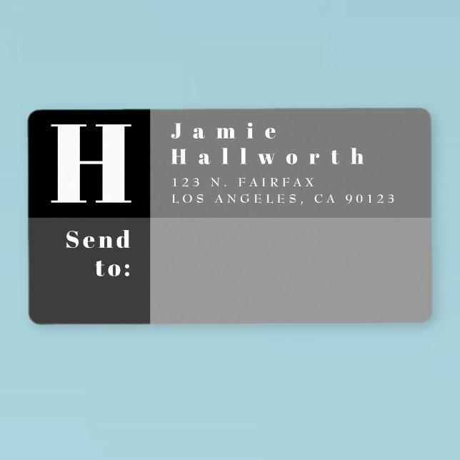 Modern Black & Grey Block Return Address & Send To Label (Creator Uploaded)