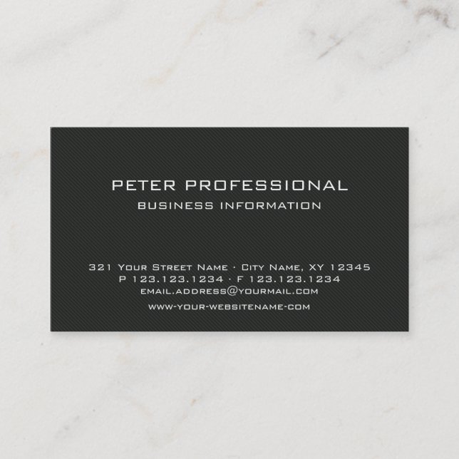 Modern Black Grey Carbon Fibre Photo Business Card (Front)