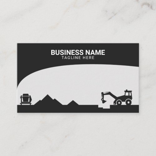 Modern Black  Grey Construction Site Silhouette Business Card