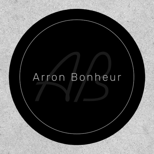 Modern Black & Grey | Cool Name & Monogram Patch (Front)