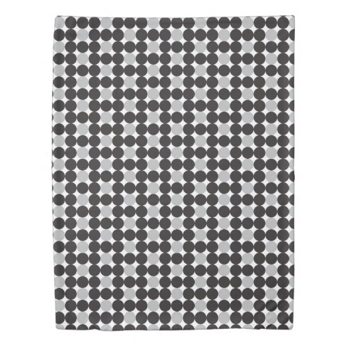 Modern Black Grey Dots Geometric Pattern Duvet Cover