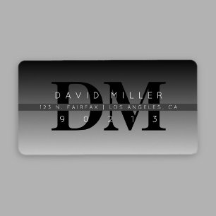 Modern Black Grey Gradient Return Address Label