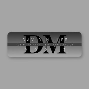 Modern Black Grey Gradient Return Address Label