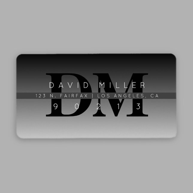 Modern Black Grey Gradient Return Address Label (Creator Uploaded)