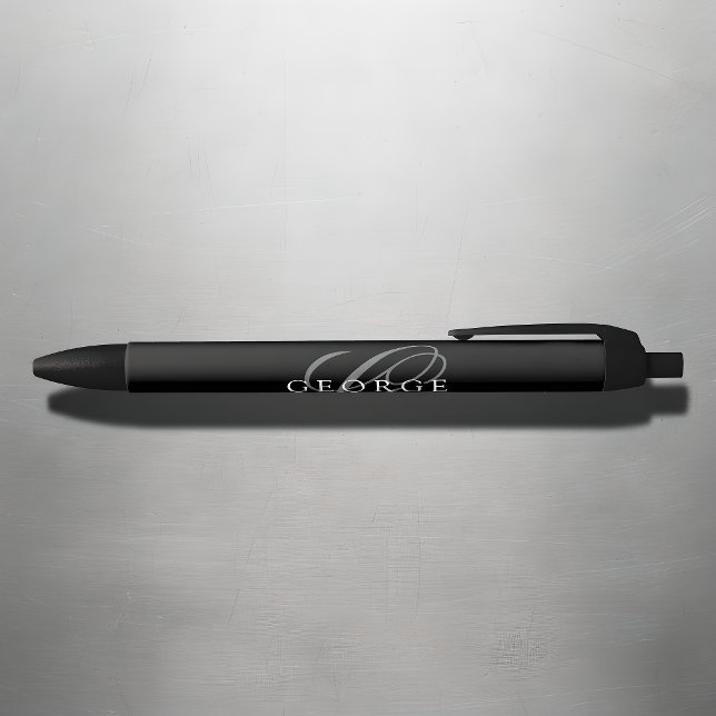 Modern Black Grey Monogram Pen (Creator Uploaded)