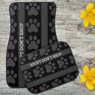 Modern Black Grey Paw Print Rugged Trail Textures Car Floor Mat