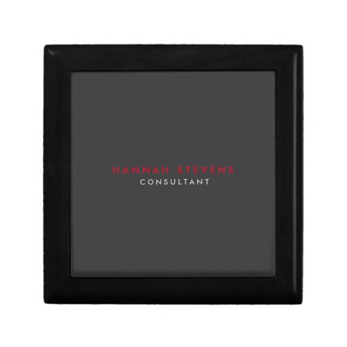 Modern Black Grey Red Professional Your Name Gift Box