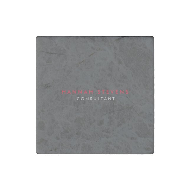 Modern Black Grey Red Professional Your Name Stone Magnet (Front)