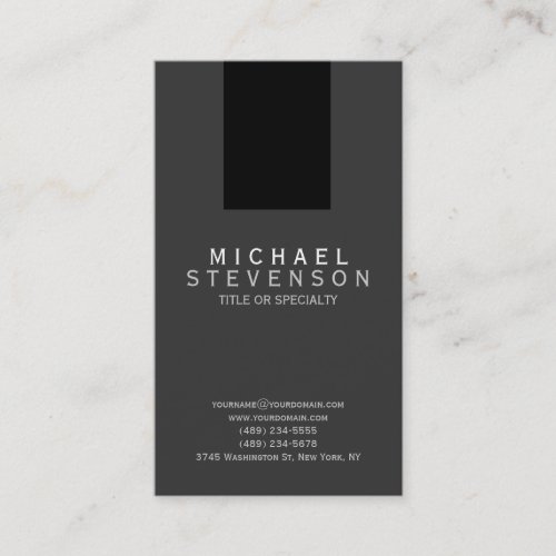 Modern Black Grey Simple Plain Business Card