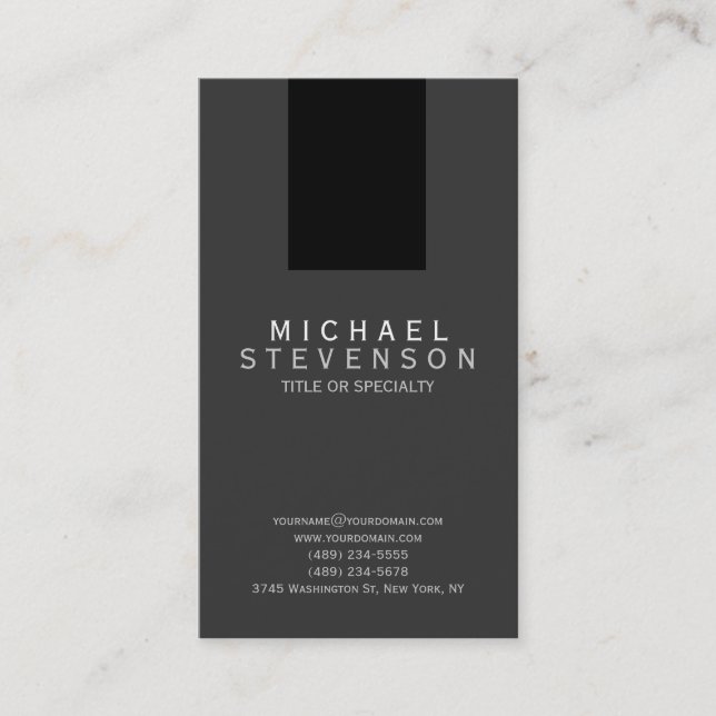 Modern Black Grey Simple Plain Business Card (Front)