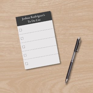 Modern Black Grey To Do List with Name Post-it Notes