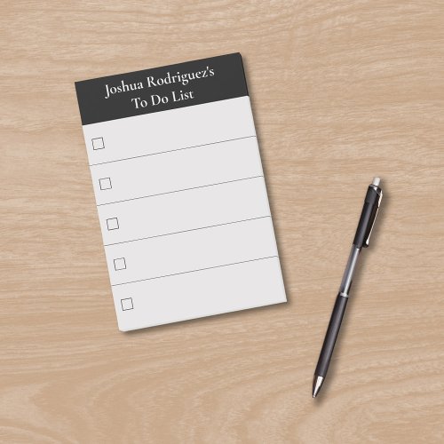 Modern Black Grey To Do List with Name Post_it Notes