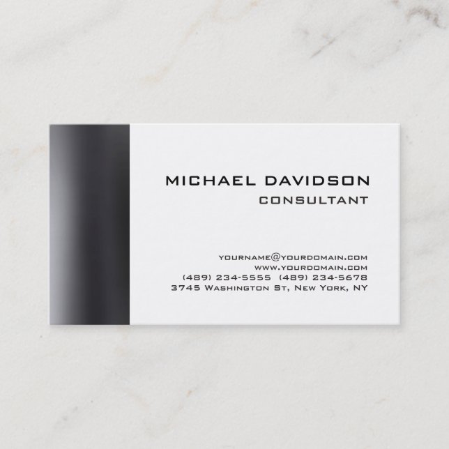Modern Black Grey White Elegant Stylish Business Card (Front)