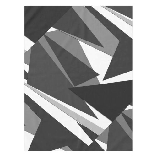 Modern Black Grey  White Geometric Triangles Tablecloth