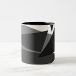 Modern Black, Grey, &amp; White Geometric Triangles Two-tone Coffee Mug at Zazzle