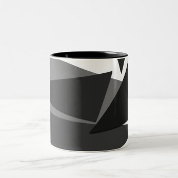 Modern Black  Grey  & White Geometric Triangles Two-tone Coffee Mug by BlackStrawberry_Co at Zazzle
