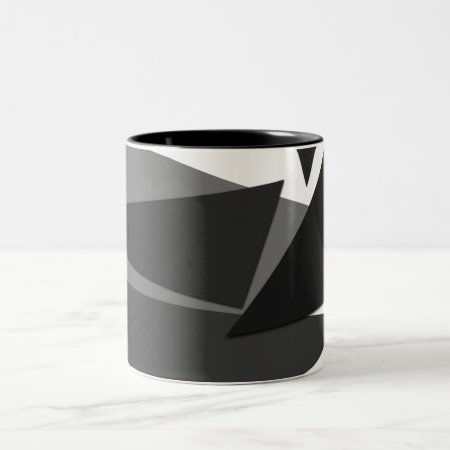 Modern Black, Grey, & White Geometric Triangles Two-tone Coffee Mu