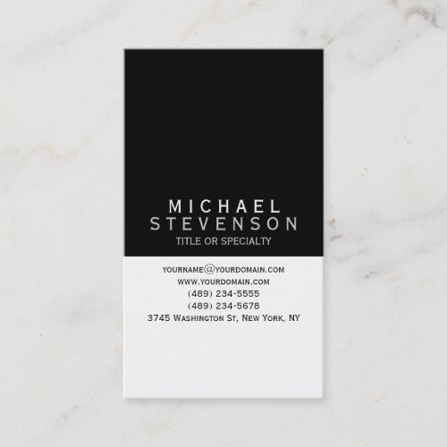 Modern Black Grey White Plain Business Card