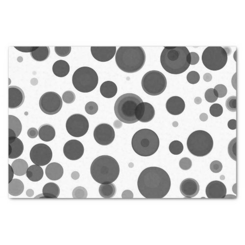 Modern Black Grey White Polka Dot Bubbles Party Tissue Paper