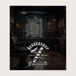 Modern Black Hair Stylist Barbershop Folded Business Card