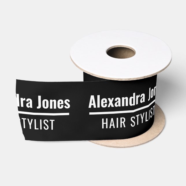Modern Black Hair Stylist Grosgrain Wide 3" Satin Ribbon (Spool)