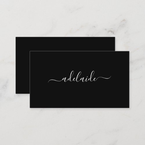 Modern black hair stylist script signature simple  business card