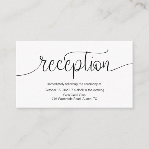 Modern Black Hand Lettered Wedding Reception Enclosure Card