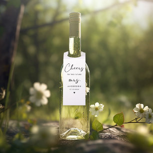 Modern Black Handwriting Script Cheers Future Mrs. Bottle Hanger Tag