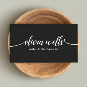 Modern Black Handwritten Script Calligraphy Business Card by sm_business_cards at Zazzle