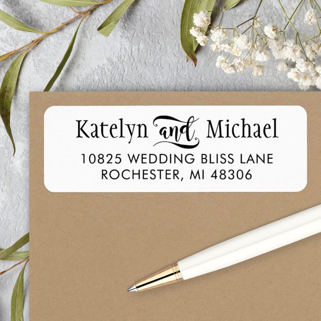 Modern Black Handwritten Script Wedding Address Label (Creator Uploaded)