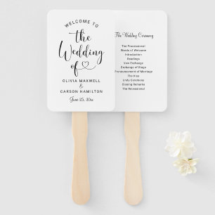Modern Black Heart Script Program Hand Fan
