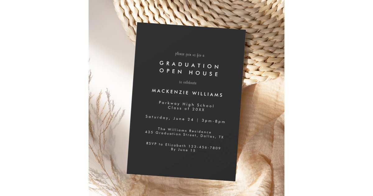 Modern Black High School Graduation Invitation | Zazzle