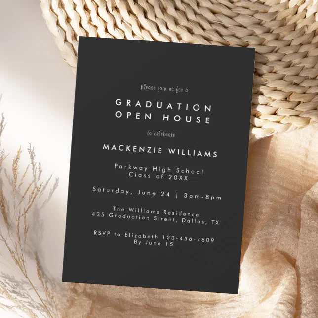 Modern Black High School Graduation Invitation | Zazzle