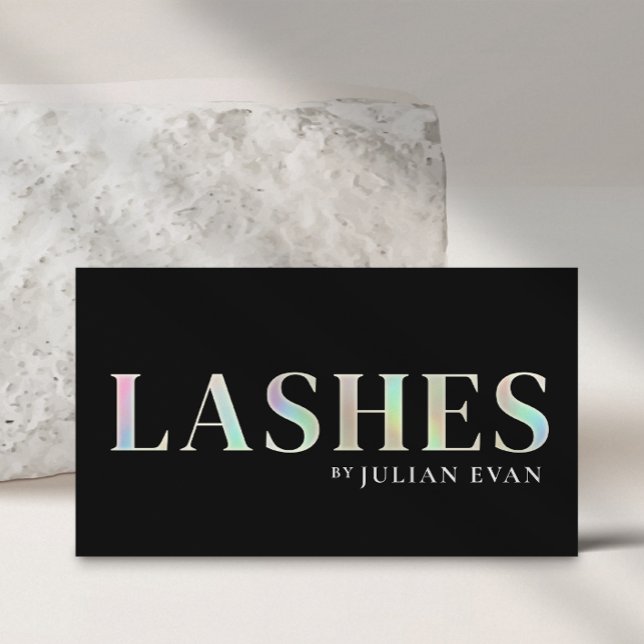 Modern Black Holographic Lash Technician Business Card (Creator Uploaded)