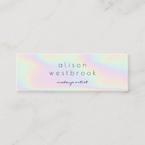 Modern black holographic makeup unicorn rainbow mini business card