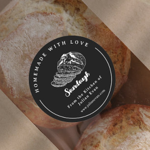 Modern Black Homemade Bakery Sourdough Sticker
