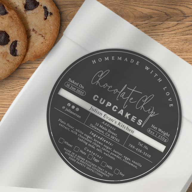 Modern Black Homemade Cottage Food Law Label (Modern Black Homemade Cottage Food Law Label )