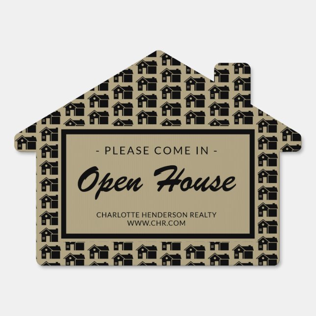 Modern Black House Real Estate Open House Sign (Front)